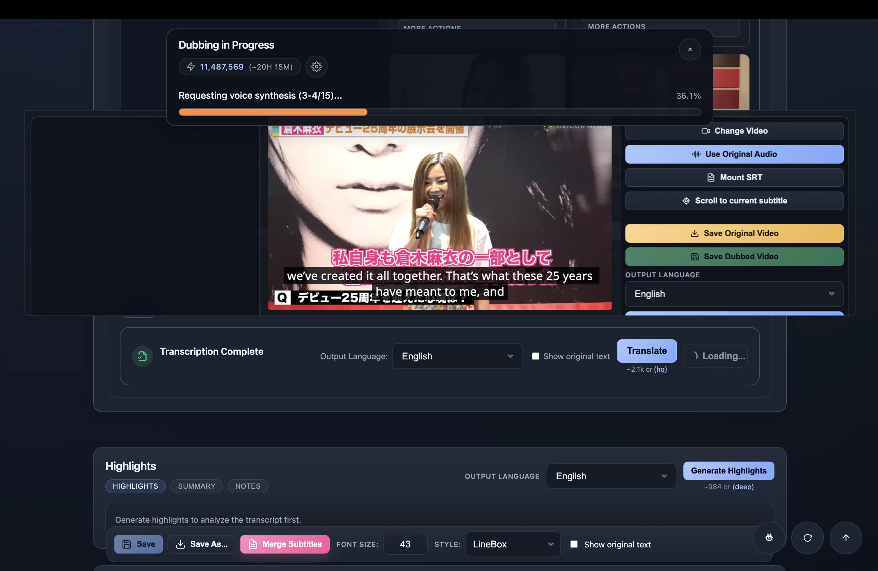 From original video to dubbed output